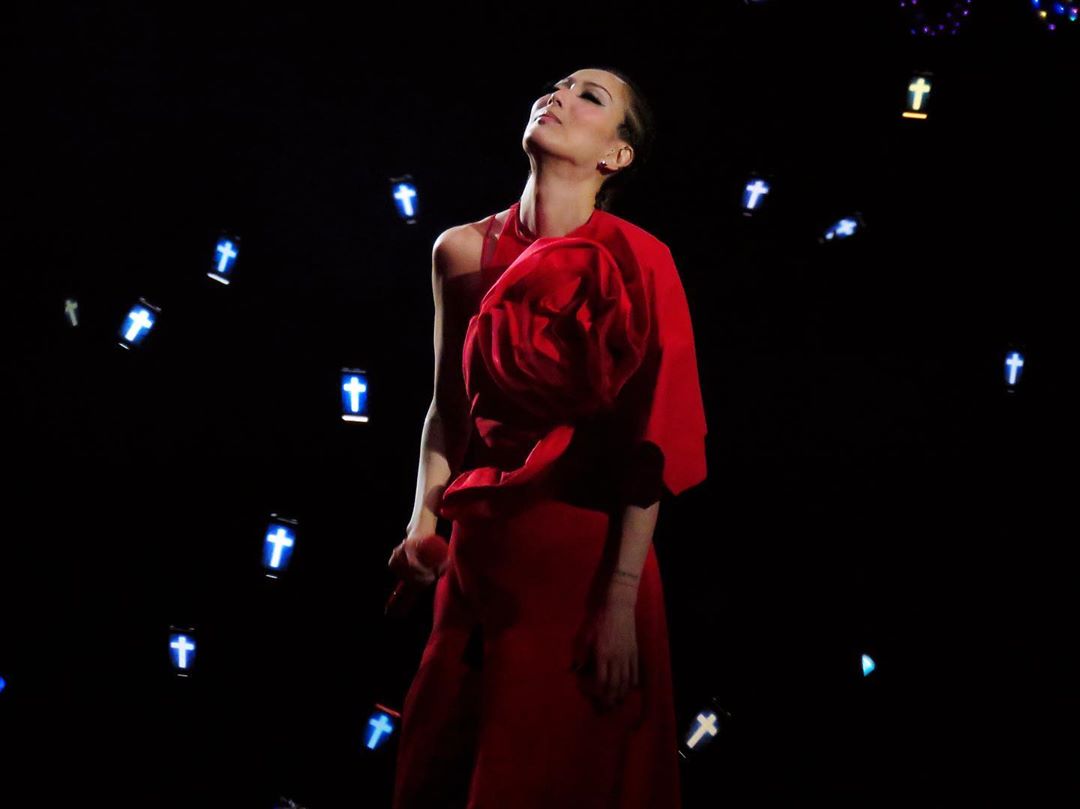 inEVENT interactive experience — performer with floating drone lights